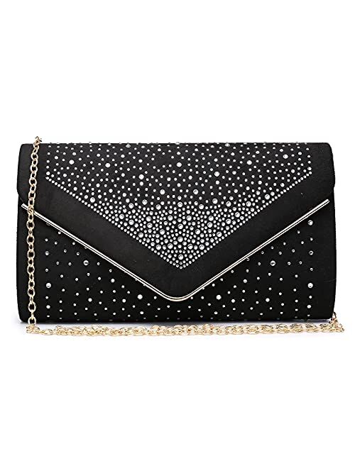 Dasein Envelope Evening Bag Clutch Purses Rhinestone Party Wedding Purse for Women