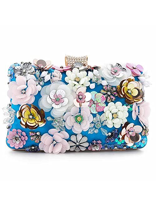 Yokawe Women's Evening Bag Flower Party Prom Clutch Purse Floral Beidal Wedding Handbag