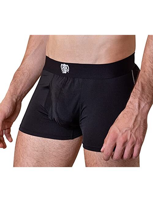 Men's Boxer Briefs with Separate Pouch Performance Underwear Ball Hammock Support Comfort Moisture Wicking Fabric 4" inseam