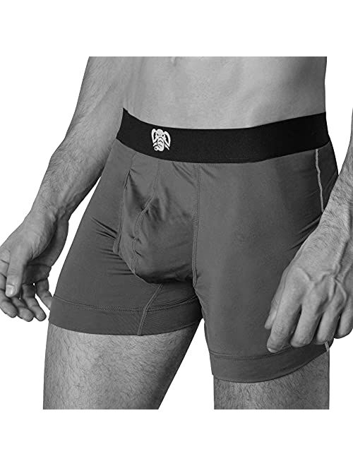 Men's Boxer Briefs with Separate Pouch Performance Underwear Ball Hammock Support Comfort Moisture Wicking Fabric 4" inseam