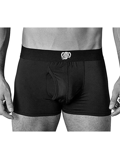 Men's Boxer Briefs with Separate Pouch Performance Underwear Ball Hammock Support Comfort Moisture Wicking Fabric 4" inseam