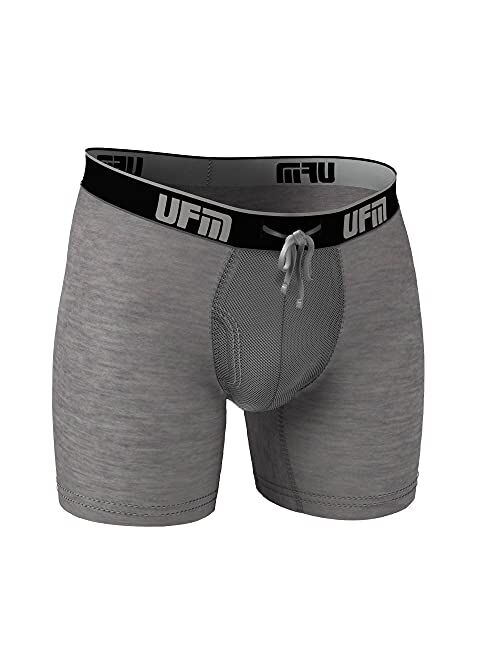 UFM Men's Bamboo Boxer Brief w/Patented Adjustable Ball Support Pouch Regular Support Underwear