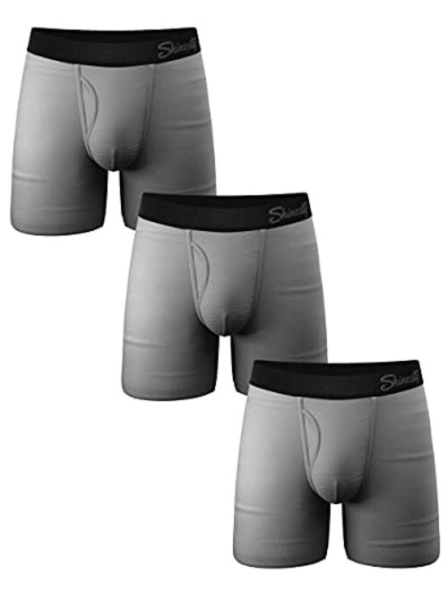 Shinesty Mens Boxer Brief w/Fly 3 Pack - Men's Ball Hammock Pouch Underwear 3 Pack