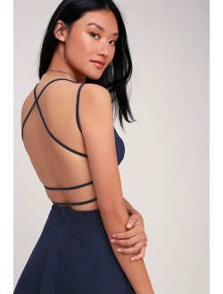 Believe in Love Black Backless Skater Homecoming Dress