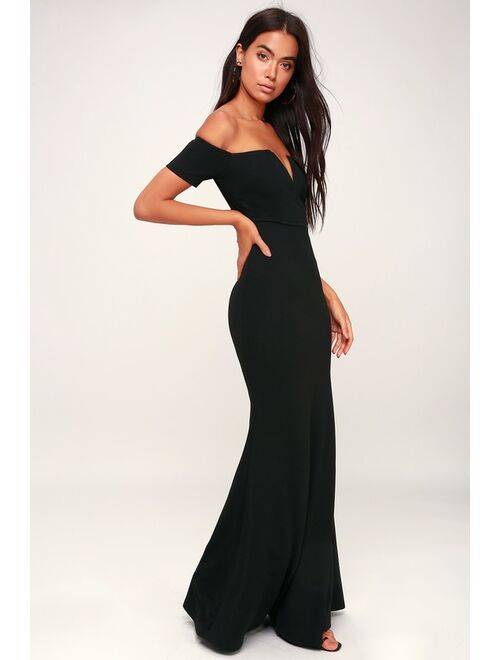 Lulus Lynne Black Off-the-Shoulder Maxi Dress