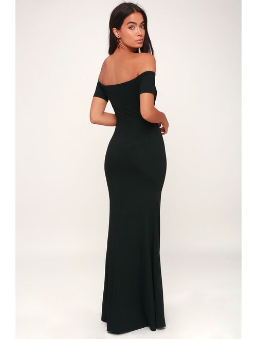 Lulus Lynne Black Off-the-Shoulder Maxi Dress