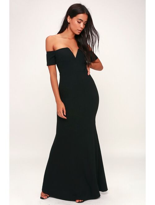 Lulus Lynne Black Off-the-Shoulder Maxi Dress