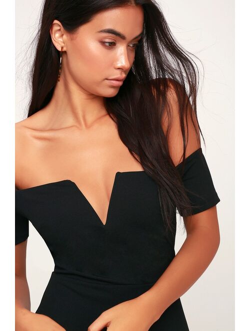 Lulus Lynne Black Off-the-Shoulder Maxi Dress