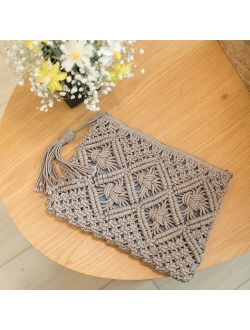 Women's Bohemian Style Straw Woven Day Clutches Bags Fashionable Simple Tassel Causal Handbag Vintage Beach Bag For Women Girl