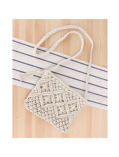 Women's Bohemian Style Straw Woven Day Clutches Bags Fashionable Simple Tassel Causal Handbag Vintage Beach Bag For Women Girl