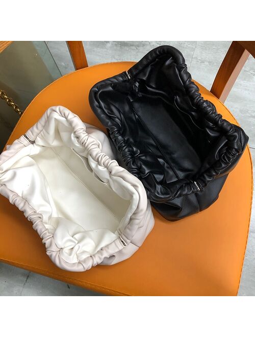 New Day Clutch Party Purse Bag Women Large Big Dumplings Ruched Pillow Bag Girls Trend Pouch Cloud Bags Ladies Black White