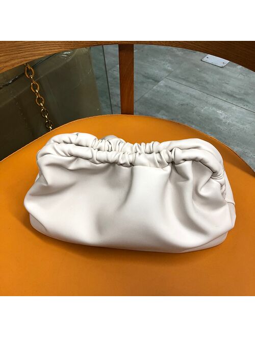 New Day Clutch Party Purse Bag Women Large Big Dumplings Ruched Pillow Bag Girls Trend Pouch Cloud Bags Ladies Black White