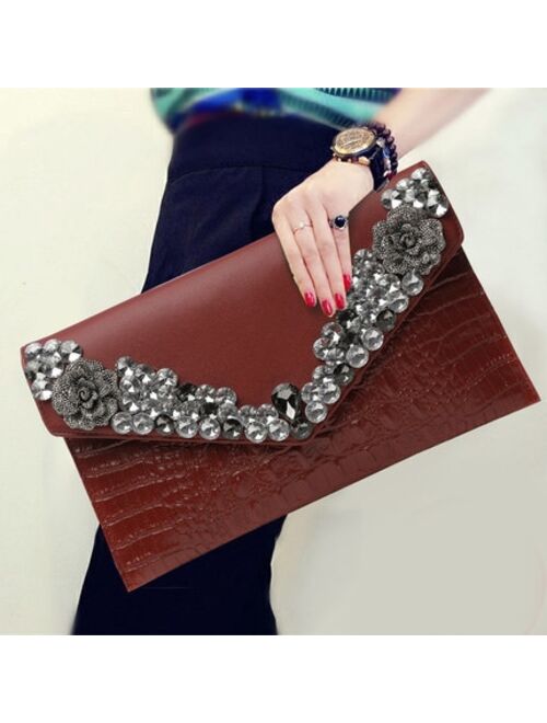 Famous design Fashion handbag women Genuine leather day clutch bag ladies banquet dress bag diamond hand bag ladies dinner bag