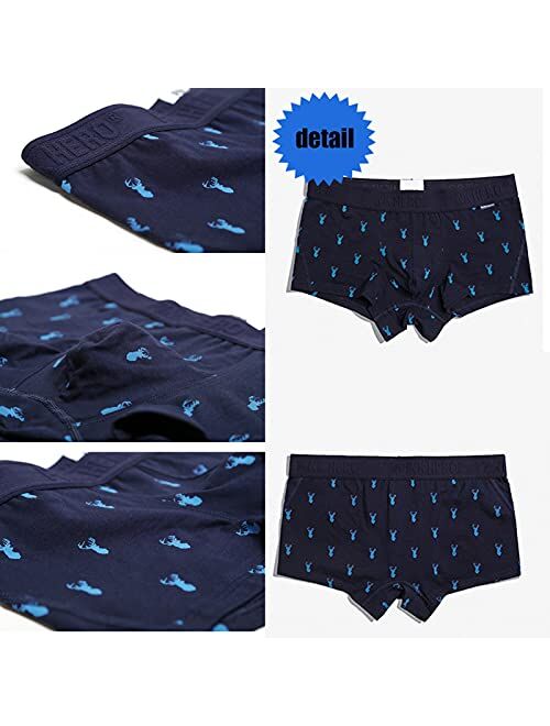 Izzya Men's Printing Boxer Briefs 3 Pack Ball Hammock Boxers Mid Waist Lightweight Underwear Gifts for Men