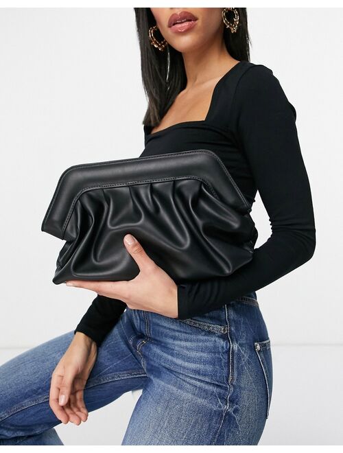 Glamorous Exclusive slouchy pillow clutch bag in black with padded frame