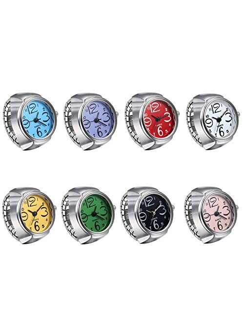 JewelryWe Men Women Finger Watch Creative Elastic Round Quartz Finger Ring Watches