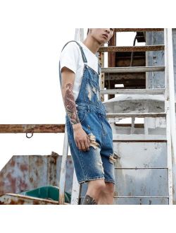 Ripped Jeans Jumpsuit Shorts Men Summer Overalls Mens Denim Playsuits Distressed Romper Destroyed Male Clothes Plus Size 4XL 5XL