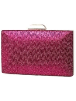 Women's Evening Handbags Women's Fashion PU Evening Bag Banquet Clutch Shoulder Bag (Color : Rose Red)