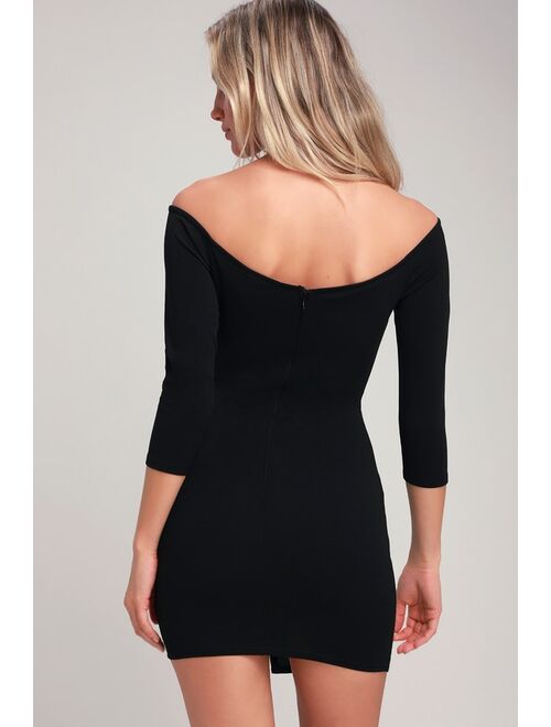 Lulus Baby Be Mine Black Off-the-Shoulder Bodycon Dress