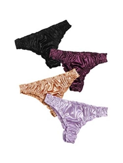 Women's 4pack Frill Trim Satin Underwear Briefs Panty Set