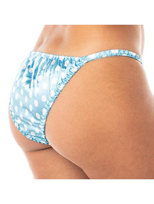 Satini Women's Polkadot Tanga Bikini Briefs Satin Panties