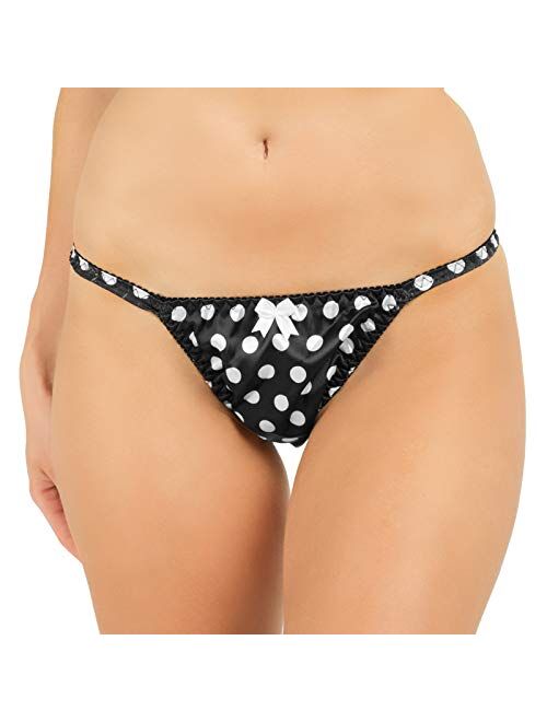 Satini Women's Polkadot Tanga Bikini Briefs Satin Panties