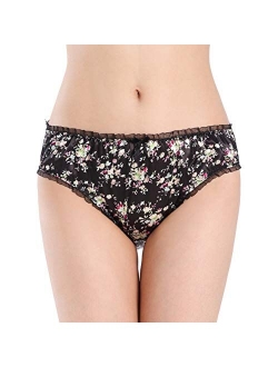 Women's Floral Satin Tanga Bikini Briefs Panties Knickers