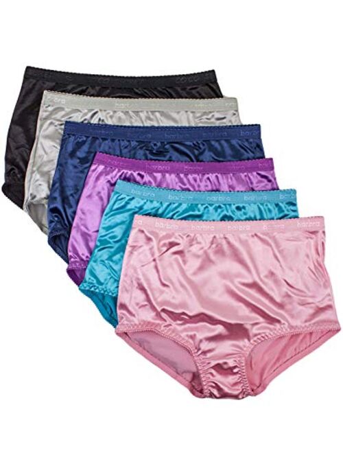 Barbra Lingerie Satin Panties S to Plus Size Womens Underwear Full Coverage Brief Multi-Pack