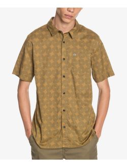 Tan Abstract Spiral Logo Short-Sleeve Button-Up - Men