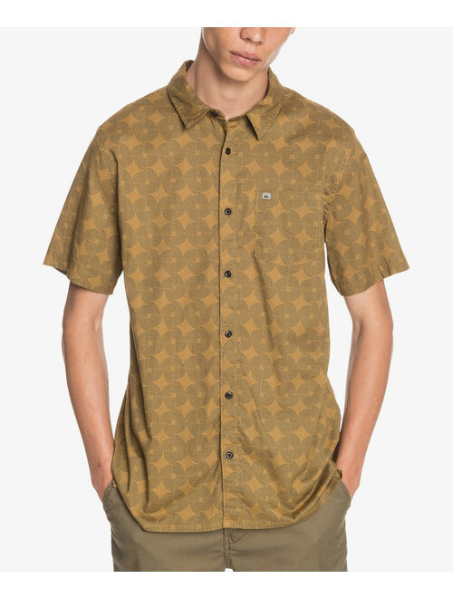 Quiksilver Tan Abstract Spiral Logo Short-Sleeve Button-Up - Men