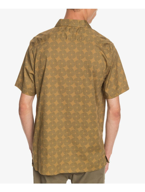 Quiksilver Tan Abstract Spiral Logo Short-Sleeve Button-Up - Men