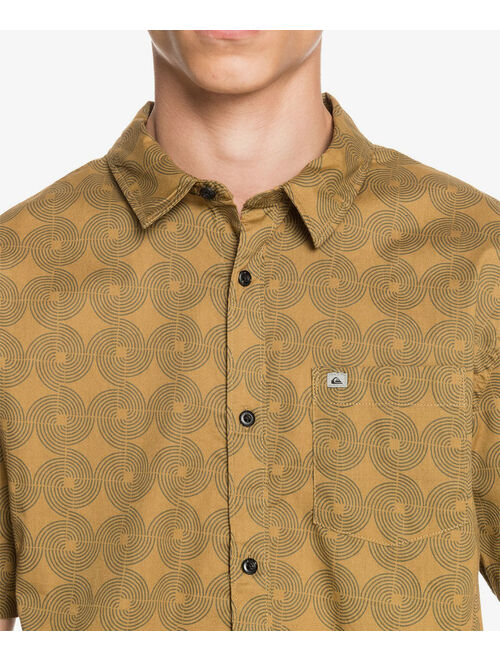 Quiksilver Tan Abstract Spiral Logo Short-Sleeve Button-Up - Men