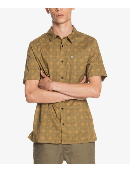 Quiksilver Tan Abstract Spiral Logo Short-Sleeve Button-Up - Men