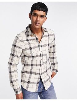 regular check shirt in ecru