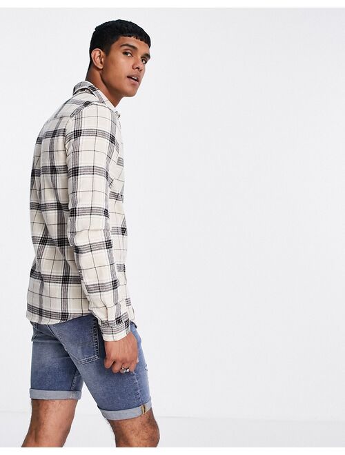 Asos Design regular check shirt in ecru