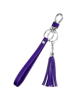 Teskyer Wristlet Strap for Key, Hand Wrist Lanyard Key Chain Holder with Tassel and Flat Alloy Key Rings