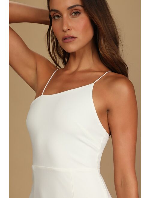 Lulus Party for Two Ivory Asymmetrical Bodycon Mini Dress