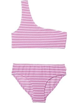 Sailor Stripe One Shoulder Tankini Swim Set (Big Kids)