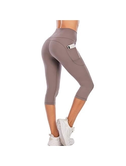 Steppe Naked Feeling High Waisted Yoga Pants Women's Workout Capris Leggings with Pockets