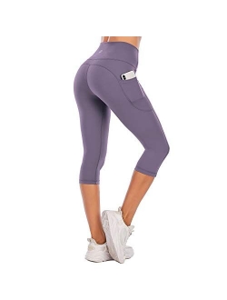 Steppe Naked Feeling High Waisted Yoga Pants Women's Workout Capris Leggings with Pockets