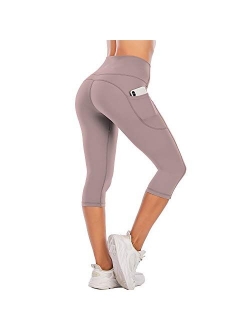 Steppe Naked Feeling High Waisted Yoga Pants Women's Workout Capris Leggings with Pockets