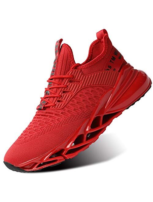 Chopben Men's Running Shoes Blade Non Slip Fashion Sneakers Breathable Mesh Soft Sole Casual Athletic Walking Shoes