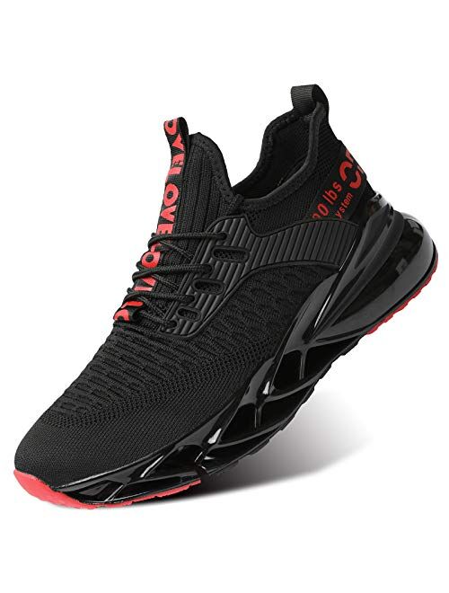 Chopben Men's Running Shoes Blade Non Slip Fashion Sneakers Breathable Mesh Soft Sole Casual Athletic Walking Shoes