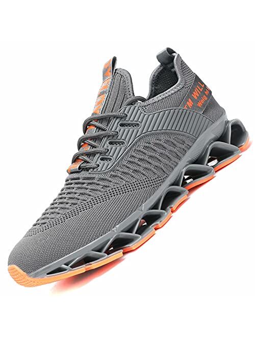 Chopben Men's Running Shoes Blade Non Slip Fashion Sneakers Breathable Mesh Soft Sole Casual Athletic Walking Shoes