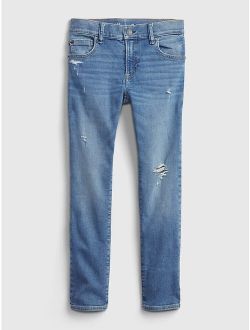 Kids Soft Wear Destructed Slim Jeans with Washwell