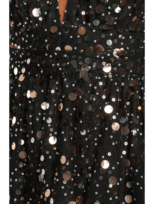 Lulus Shine On You Black Sequin Mini Skater Dress