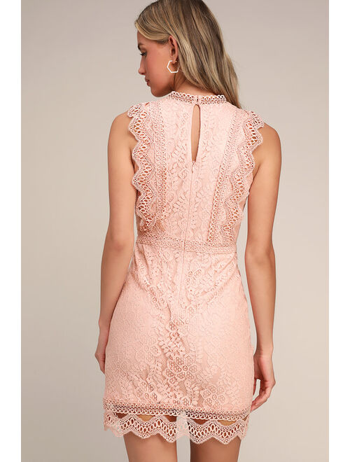 Lulus My Sweetheart Blush Pink Lace Mini Dress