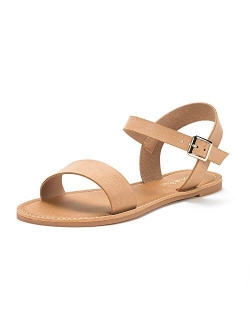 Women's Cute Open Toes One Band Ankle Strap Flexible Summer Flat Sandals