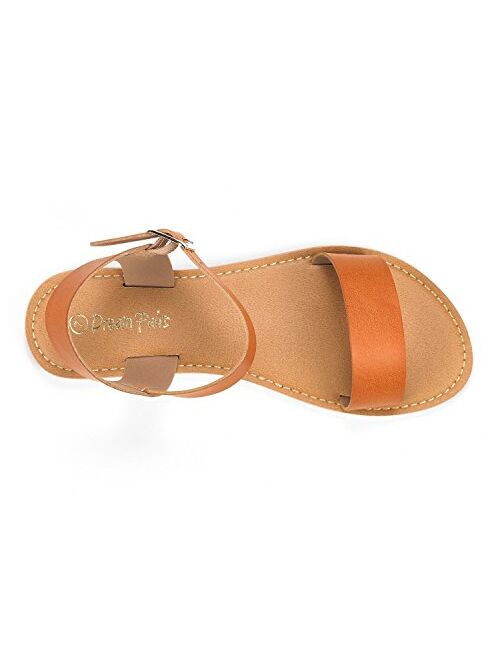 DREAM PAIRS Women's Cute Open Toes One Band Ankle Strap Flexible Summer Flat Sandals