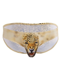 FEESHOW Mens 3D Wolf/Leopard Animal Print Bikini Briefs Funny Underwear Panties